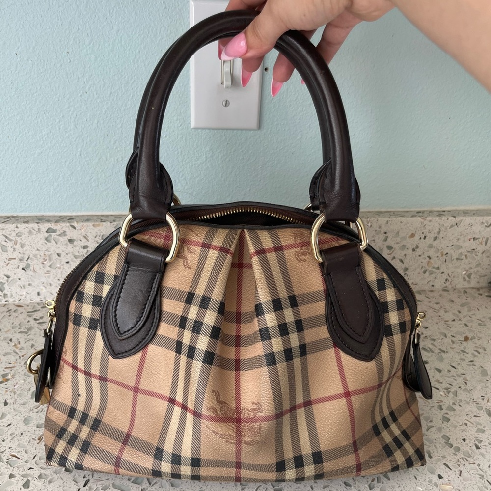 Burberry Haymarket Check Thornley Bowler Handbag AUTHENTIC VINTAGE
